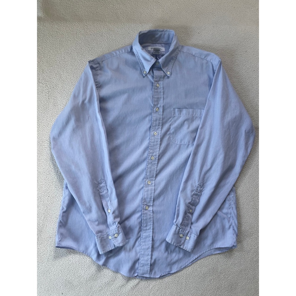 Made in USA Brooks Brothers Mens 16-34/35 Button Down Shirt Blue Striped Cotton